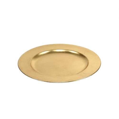 Produkt Plastikowy talerz 25 cm złoty z efektem złotego liścia