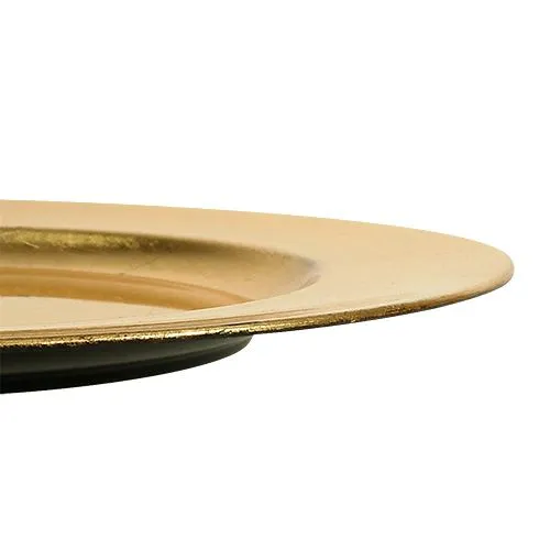 Plastikowy talerz Ø33cm, złoty z efektem płatków złota | Floristik24.pl