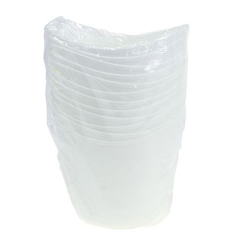 Floristik24 Doniczki plastikowe z uchwytami 12szt 14cmx12cm Białe