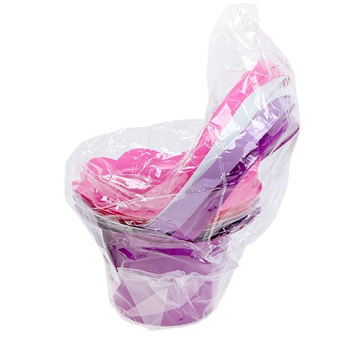 Floristik24 Doniczka plastikowa z uchwytem kolorowa Ø15cm H9,5cm 10szt.