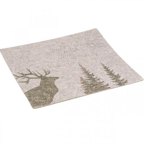 Floristik24 Podkładka dekoracja stołu bożonarodzeniowego brązowy filc 45×35cm 4szt