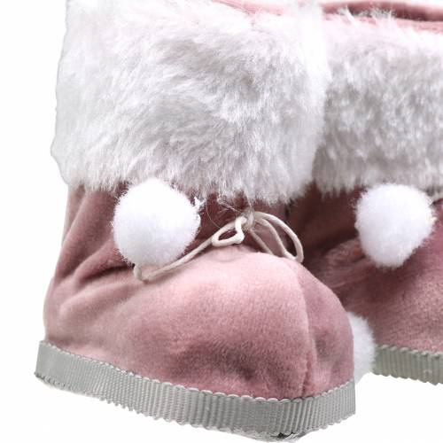 Floristik24 Ozdoba choinkowa Pluszowe kapcie para szary/różowy 10cm x 8cm 2szt.