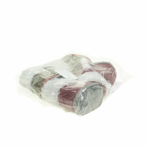 Floristik24 Ozdoba choinkowa Pluszowe kapcie para szary/różowy 10cm x 8cm 2szt.