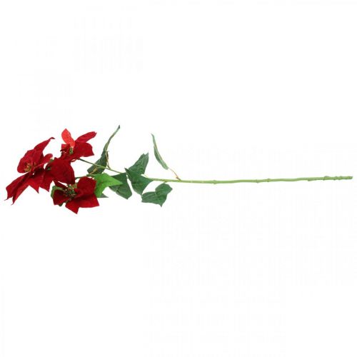 Floristik24 Sztuczna Poinsecja Czerwona Łodyga 3 Kwiaty 85cm