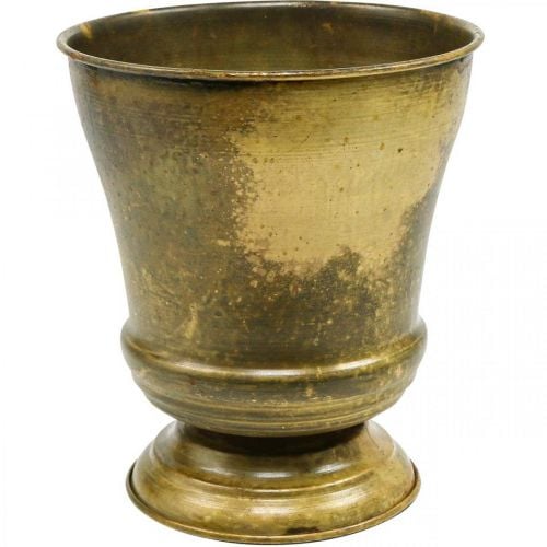 Mosiężny wazon z metalowym kubkiem w stylu vintage Ø17cm W19cm