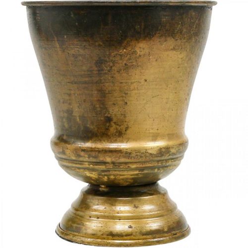 Floristik24 Vintage metalowy wazon z doniczką z mosiądzu Ø14cm W17cm