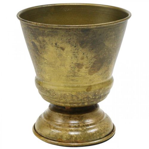 Floristik24 Vintage metalowy wazon z doniczką z mosiądzu Ø11,5 cm W13,5 cm
