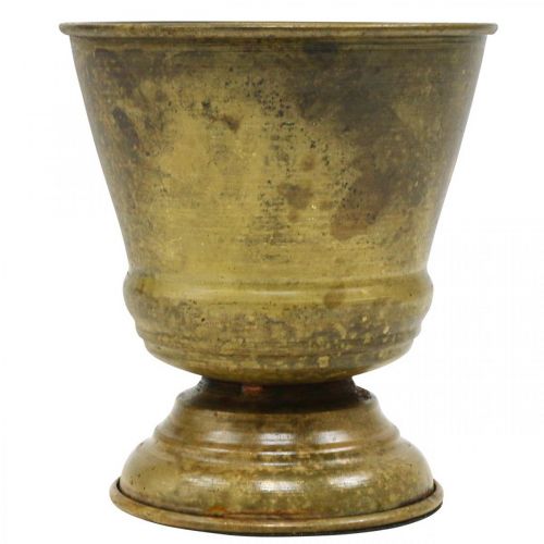 Floristik24 Vintage metalowy wazon z doniczką z mosiądzu Ø11,5 cm W13,5 cm