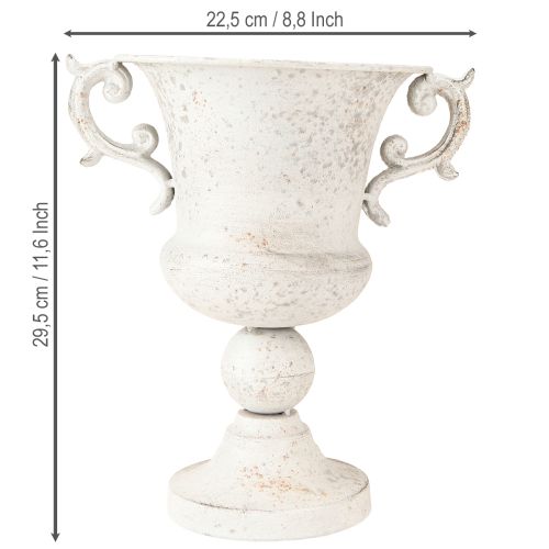 Produkt Kubek z uchwytem metalowa dekoracyjna doniczka szaro-biała wys. 29,5cm