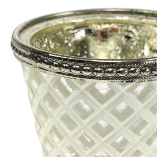 Floristik24 Szklany puchar na tealight chłopski srebrny H9cm