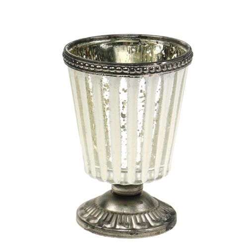 Floristik24 Filiżanka szklana tea light wieś srebrna W11cm