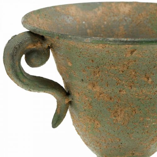 Floristik24 Metalowa amfora, kielich na rośliny, kielich z uchwytami Ø12,5cm W15cm