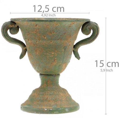 Floristik24 Metalowa amfora, kielich na rośliny, kielich z uchwytami Ø12,5cm W15cm