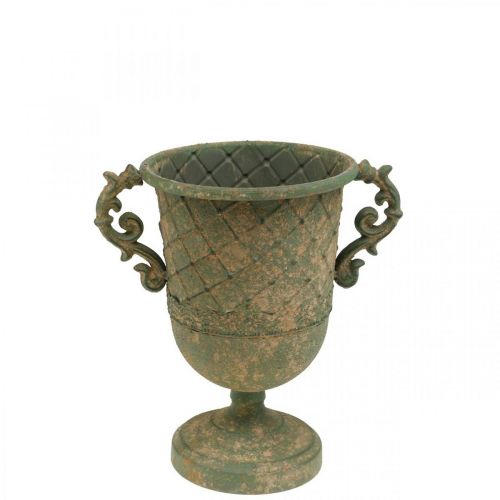 Floristik24 Puchar do sadzenia, puchar z uchwytami, Metalowy puchar Antique Look Ø15,5cm H23,5cm