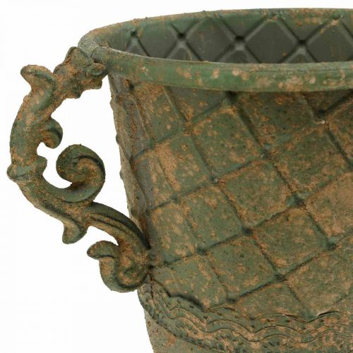 Floristik24 Puchar do sadzenia, puchar z uchwytami, Metalowy puchar Antique Look Ø15,5cm H23,5cm