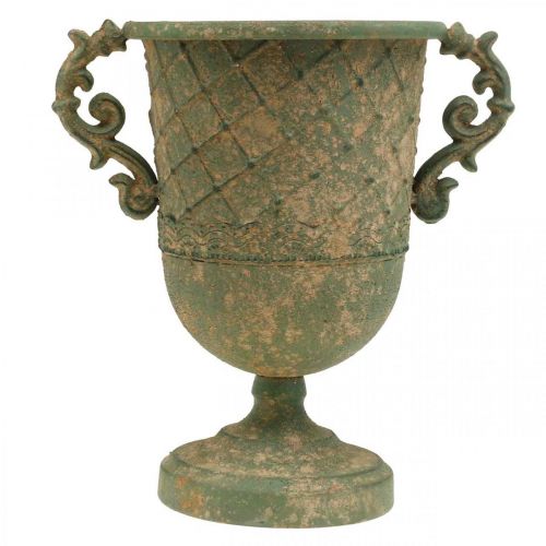 Floristik24 Puchar do sadzenia, puchar z uchwytami, Metalowy puchar Antique Look Ø15,5cm H23,5cm