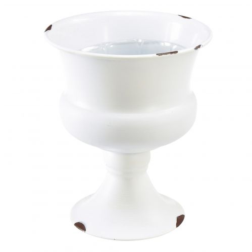 Produkt Kubek do sadzenia z białego metalu w stylu shabby chic Ø13,5cm W19cm