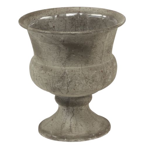 Floristik24 Wazon filiżankowy metalowa miska dekoracyjna szary antyczny Ø13,5cm W15cm