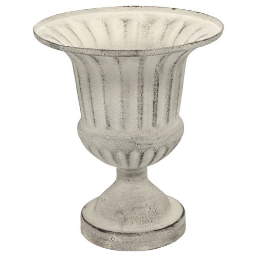 Floristik24 Kubek Wazon Metal Deco Shabby Chic Biały Szary W24cm Ø20cm