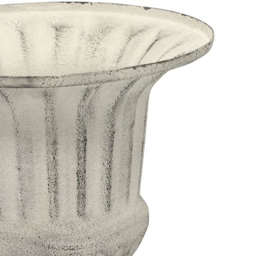 Floristik24 Kubek Wazon Metal Deco Shabby Chic Biały Szary W24cm Ø20cm