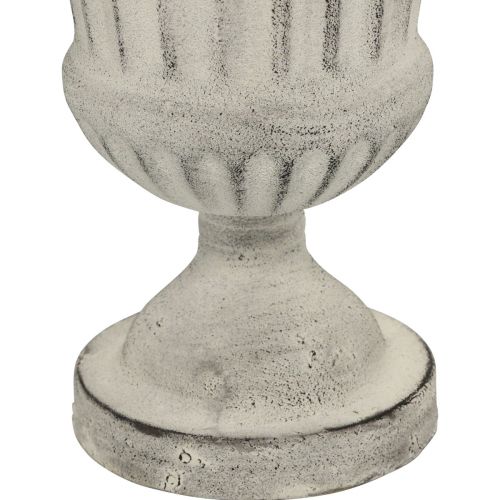 Floristik24 Kubek Wazon Metal Deco Shabby Chic Biały Szary W24cm Ø20cm