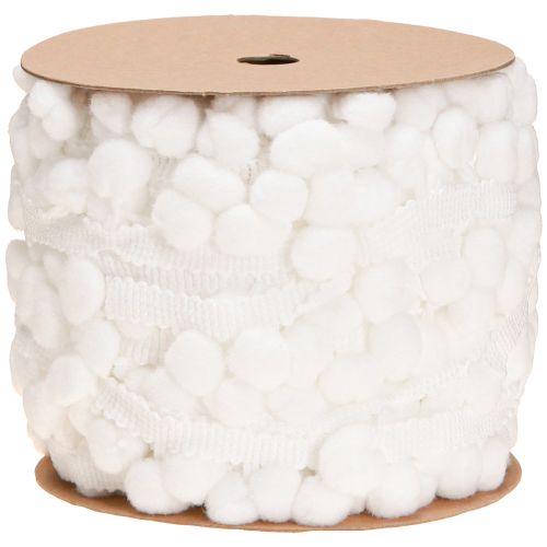 Produkt Wstążka Pom Pom Biała dekoracyjna wstążka z pomponami 20mm 15m