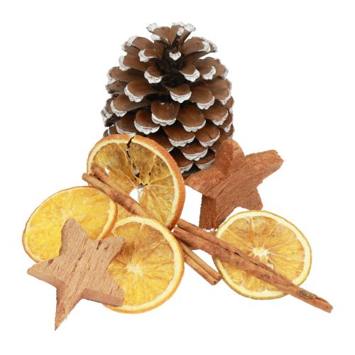 Floristik24 Potpourri Świąteczne plastry pomarańczy, szyszki z drewna cynamonowego 150g