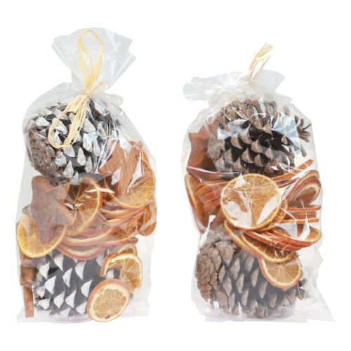 Floristik24 Potpourri Świąteczne plastry pomarańczy, szyszki z drewna cynamonowego 150g