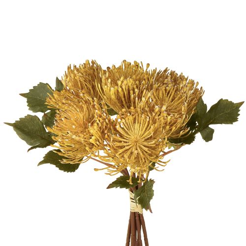 Protea sztuczna Leucospermum igielnik żółty 30cm 6 szt.