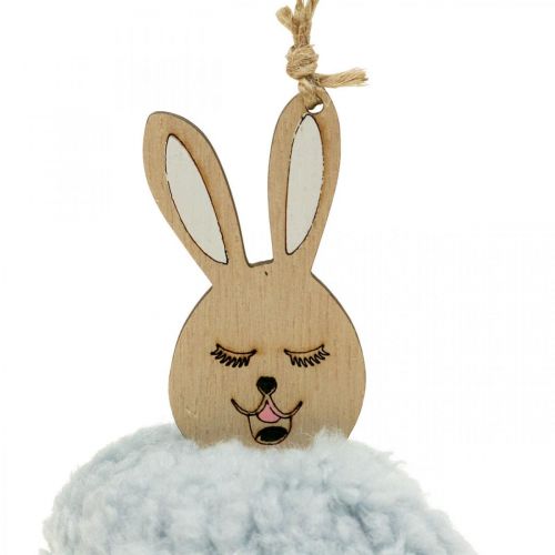 Puschelbunny niebieski deco wisiorek drewno plusz ok. 7×7×10cm 6szt