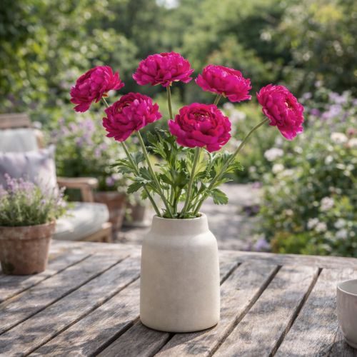 Produkt Sztuczny jaskier jako pojedynczy kwiat do ponadczasowej i uniwersalnej aranżacji wnętrz, 51 cm, 3 sztuki