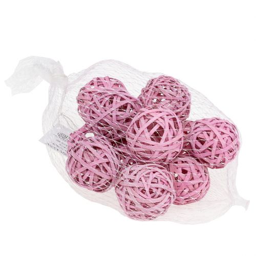 Floristik24 Piłka rattanowa różowa Ø4cm 12szt.