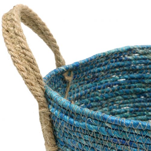 Floristik24 Kosz rattanowy naturalny/niebieski Ø40/32/26cm 3szt
