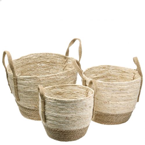 Floristik24 Kosz rattanowy naturalny/brązowy Ø40/32/26cm 3szt