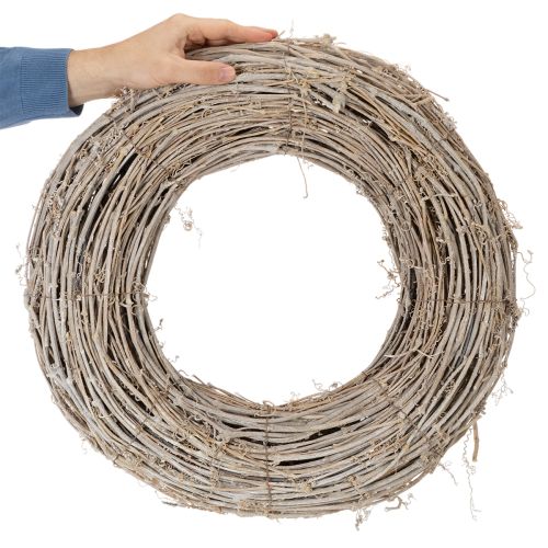 Wieniec dekoracyjny, gałązki rattanowe, bielone, do kreatywnych projektów, 50 cm | Floristik24.pl