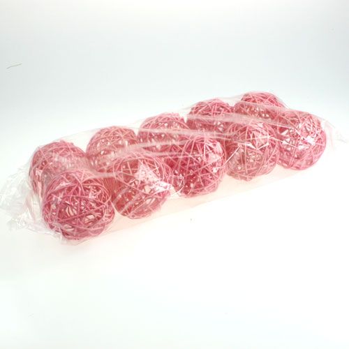 Floristik24 Kula rattanowa Ø10cm różowa 10szt