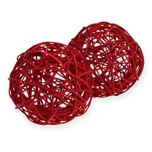 Floristik24 Piłka rattanowa 10cm czerwona 10szt