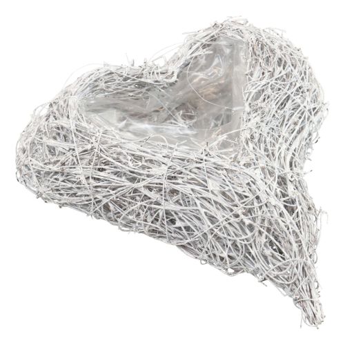 Floristik24 Serce winorośli Serce miski na rośliny białe naturalne 16×19cm×5,5cm