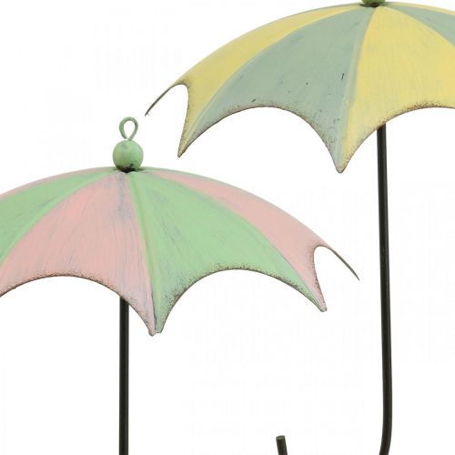 Produkt Parasole metalowe, sprężynowe, wiszące parasole, ozdoba jesienna róż/zielony, niebiesko/żółty W29,5cm Ø24,5cm zestaw 2 szt.