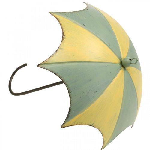 Floristik24 Parasole metalowe, sprężynowe, wiszące parasole, ozdoba jesienna róż/zielony, niebiesko/żółty W29,5cm Ø24,5cm zestaw 2 szt.