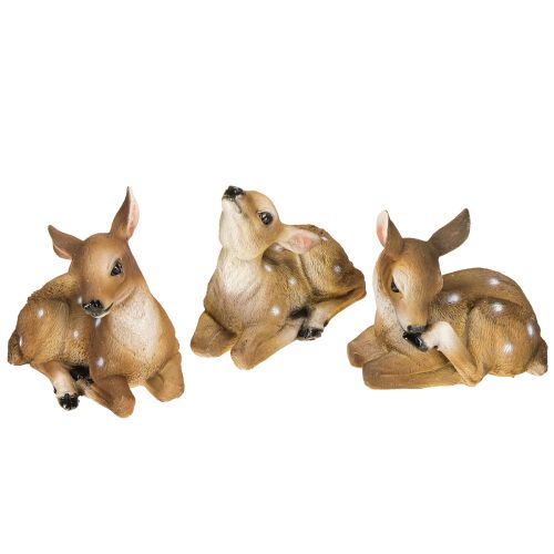 Floristik24 Ozdoba jeleń figurka jelonka leżąca dekoracja stołu 13×6,5×12cm 3 szt.