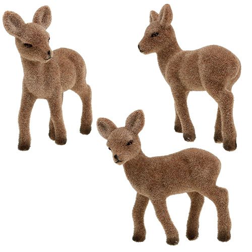 Jeleń stojący flokowany 11cm 6 szt