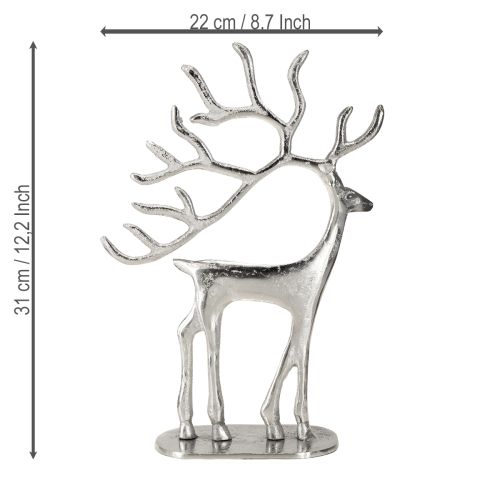 Produkt Ozdoba renifer figurka jelenia metal srebrny wys. 31cm