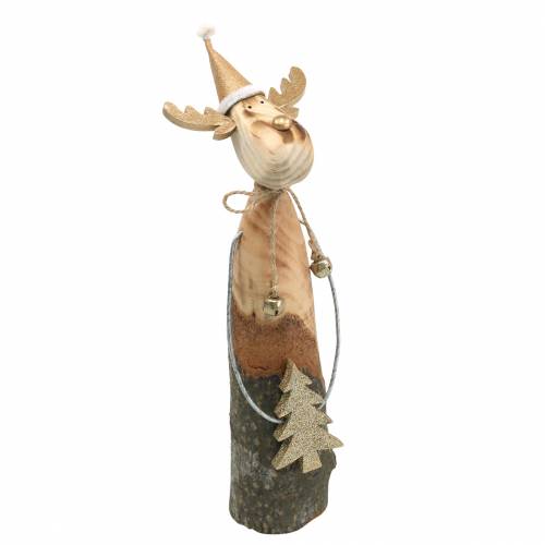 Floristik24 Naturalna gałąź renifera z naturalną jodłą, złoty wys. 27 cm