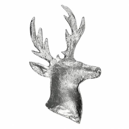 Floristik24 Dekoracyjne popiersie renifera srebrne metalowe 8cm × 4,8cm 8 szt