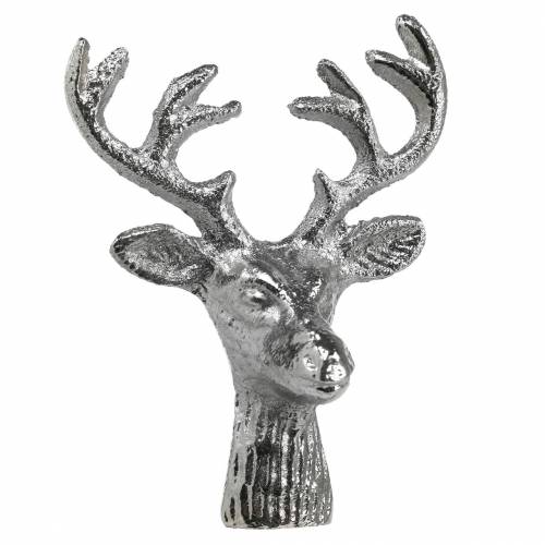 Floristik24 Głowa jelenia do craftingu metal srebrny 6,8cm 6szt dekoracja adwentowa
