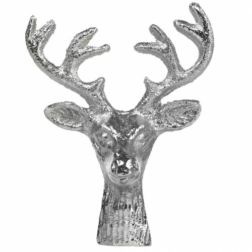Floristik24 Głowa jelenia do craftingu metal srebrny 6,8cm 6szt dekoracja adwentowa