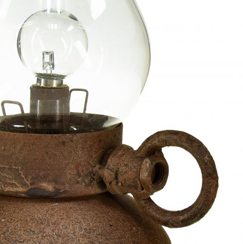 Floristik24 Lampa retro Lampa stołowa LED w stylu vintage, rdza, Ø10cm W18,5cm