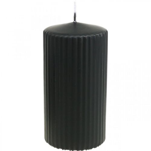Produkt Świece pieńkowe czarna świeca ryflowana 70/130mm 4 szt