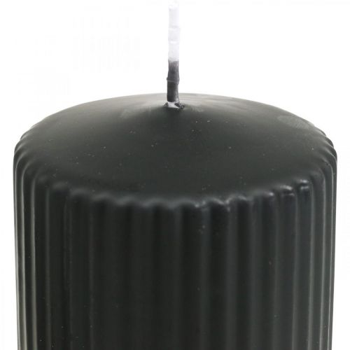 Produkt Świece pieńkowe czarna świeca ryflowana 70/90mm 4 szt